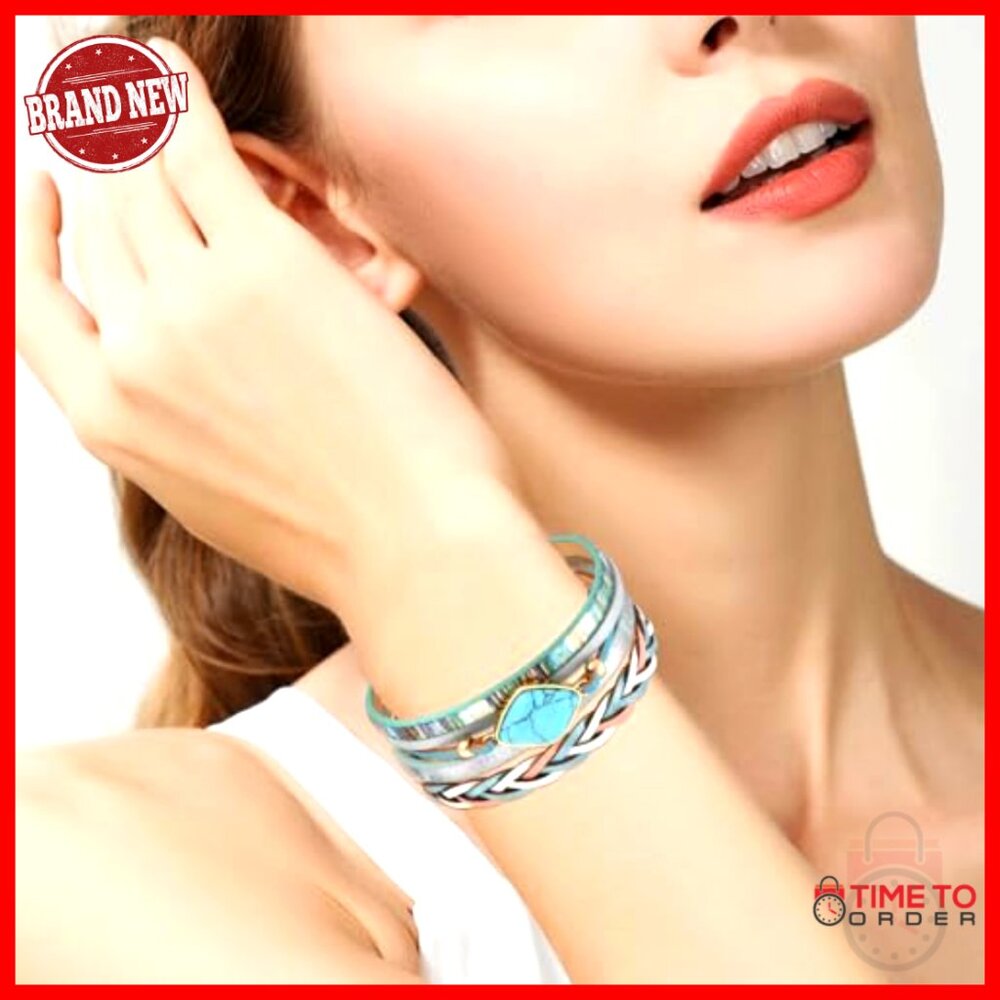 Leather Wrap Bracelet Boho Multi-Layer Stackable … - image 5